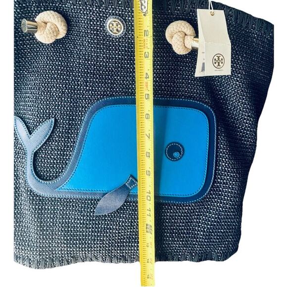 NWT Tory Burch Knotted Whale Tote Navy Blue Handbag Beach Pool Vacation Bag Rare - Picture 14 of 16